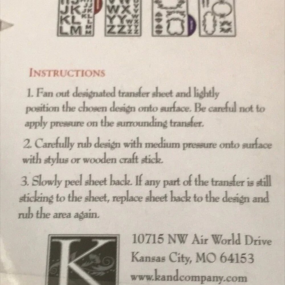 Rub On Transfers To Go Monograms K&Company
